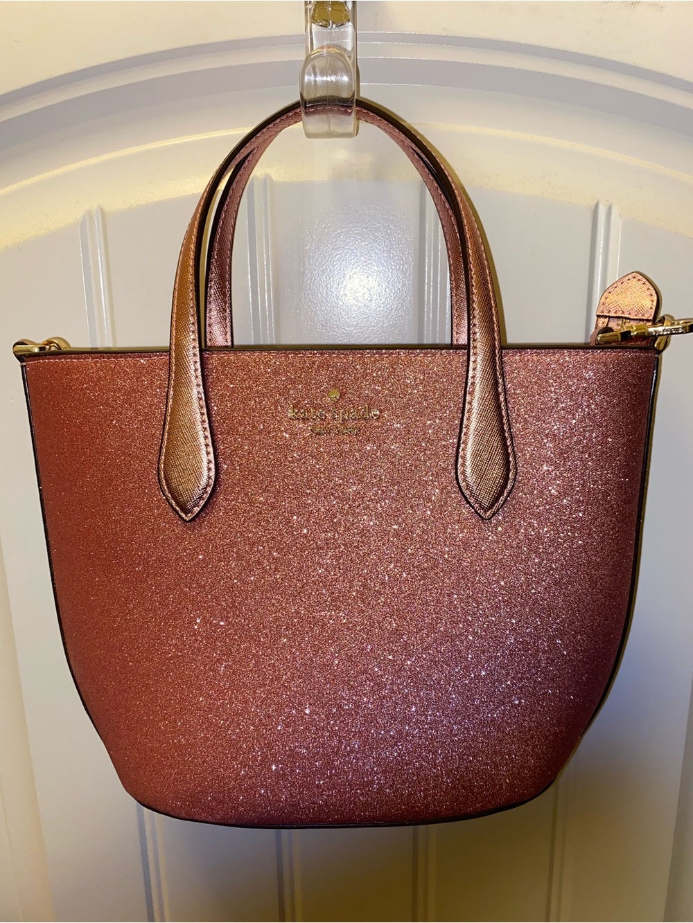 kate spade rose gold glitter tote - Picture 2 of 5